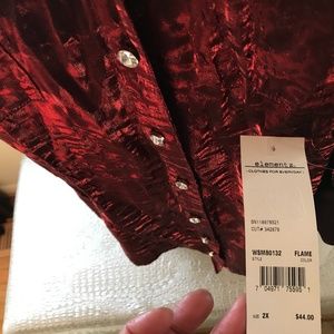 Elementz Long-sleeved wine colored blouse (2X)